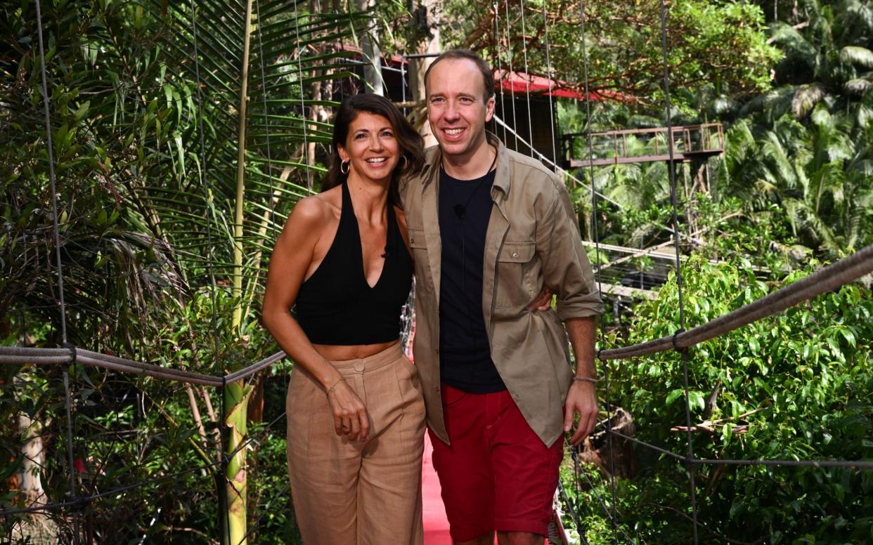 Matt Hancock finishes in third place and is greeted by girlfriend Gina Coladangelo - James Gourley/ITV/Shutterstock