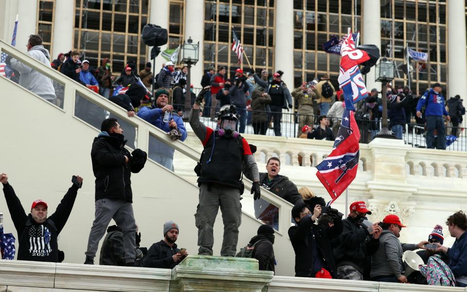 Protesters gather outside the U.S. Capitol Building on January 06, 2021 in Washington, DC