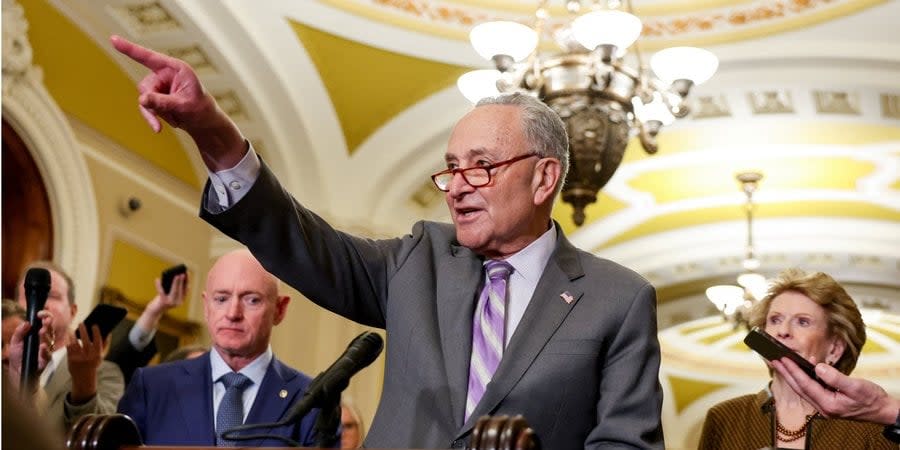 US Senate Majority Leader Chuck Schumer, Washington, USA, April 9, 2024