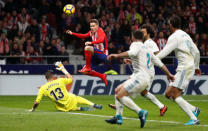 Soccer Football - La Liga Santander - Atletico Madrid v Real Madrid - Wanda Metropolitano, Madrid, Spain - November 18, 2017 Atletico Madrid's Kevin Gameiro shoots at goal REUTERS/Paul Hanna