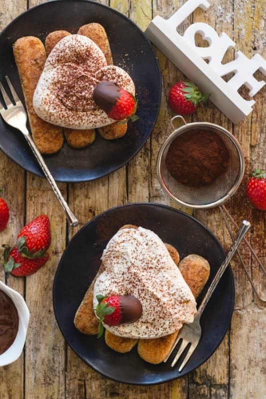 <p>An Italian In My Kitchen</p><p>Classic tiramisu is easily made for two Valentine's Day desserts.</p><p><strong>Get the recipe: <a href="https://anitalianinmykitchen.com/classic-tiramisu/" rel="nofollow noopener" target="_blank" data-ylk="slk:Valentine's Day Classic Tiramisu for Two;elm:context_link;itc:0;sec:content-canvas" class="link ">Valentine's Day Classic Tiramisu for Two</a></strong></p>