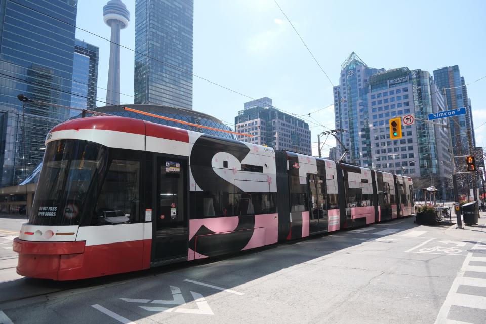 Streetcar wrapped with visuals from SHEIN’s Spring/Summer 2024 collections