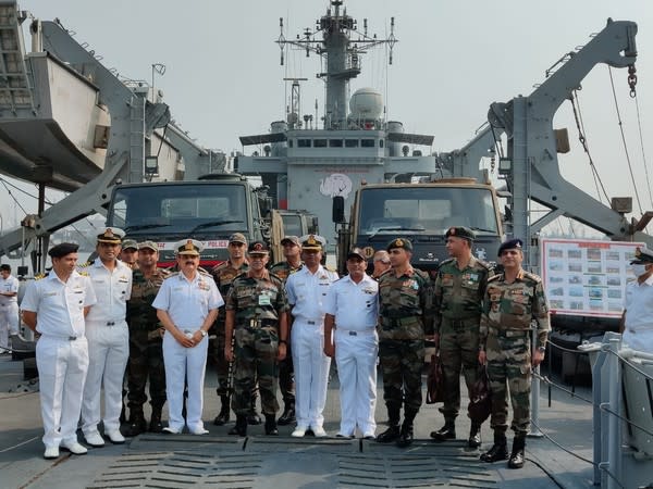 Lieutenant General CP Mohanty, AVSM, SM, VSM, General Officer Commanding-in-Chief briefed on various aspects of joint training, integration of forces and validation of operational tasks. (Photo/ANI)