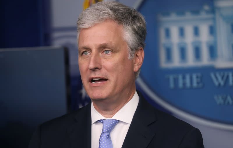 National Security Advisor Robert O'Brien speaks during a press briefing at the White House