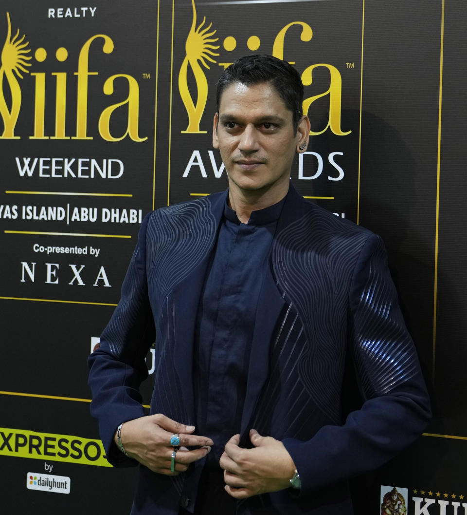 Bollywood actor Vijay Varma arrives to attend the 23rd International Indian Film Academy (IIFA) awards In Abu Dhabi, United Arab Emirates, Friday, May 26, 2023. (AP Photo/Kamran Jebreili)