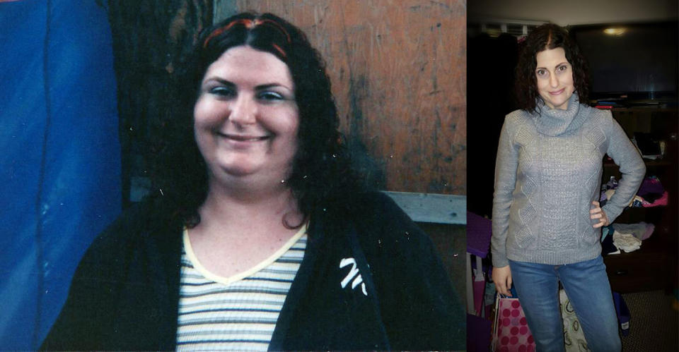 Pierce, pictured before and after, says her daughter was her biggest motivator to continue losing weight and keeping it off. (Photo courtesy of Misty Pierce)