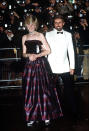 <p>A cold-shoulder Gina Frattini dress proved the perfect choice back in 1982. <em>[Photo: Getty]</em></p> 