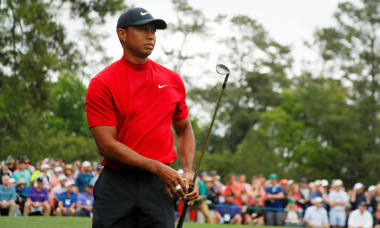 tiger woods in the final round at the masters