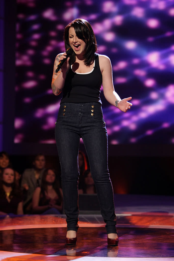 Carly Smithson performs as one of the top 16 contestants on the 7th season of American Idol.