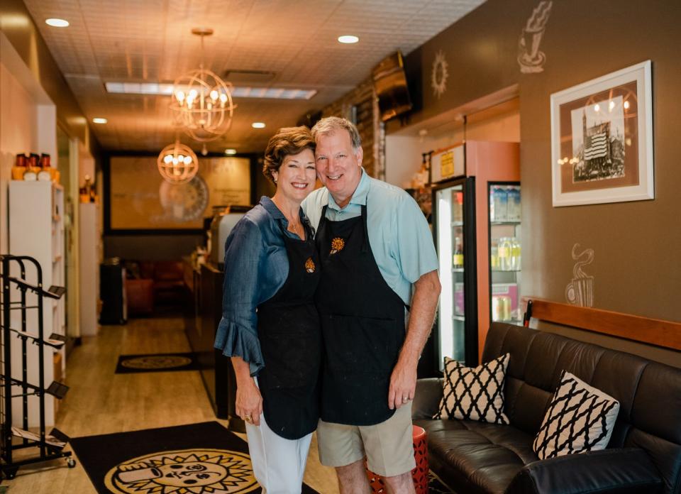 Cathy and Patrick Wyatt, owners of Carpe Diem Coffee Shop on Market Avenue North in Canton, will celebrate the 20th anniversary of their business in November.