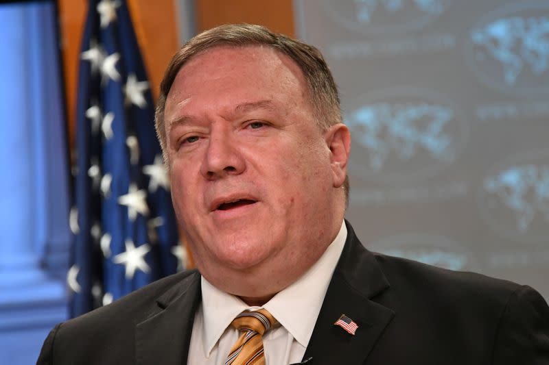 U.S. Secretary of State Mike Pompeo gives news conference in Washington