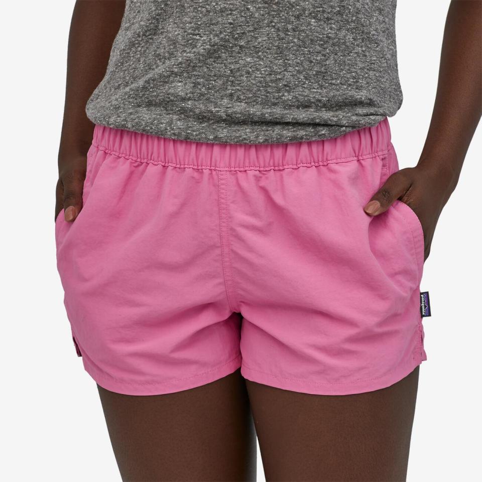 The Barely Baggies Shorts by Patagonia in marble pink. Available in 13 colours. (Image via Patagonia).