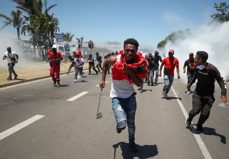 South African opposition party EFF protest against alleged racism in Cape Town