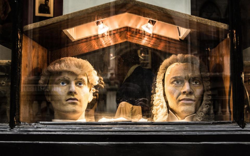 Style counsel: wigs on display near Lincoln's Inn Fields in Holborn, London