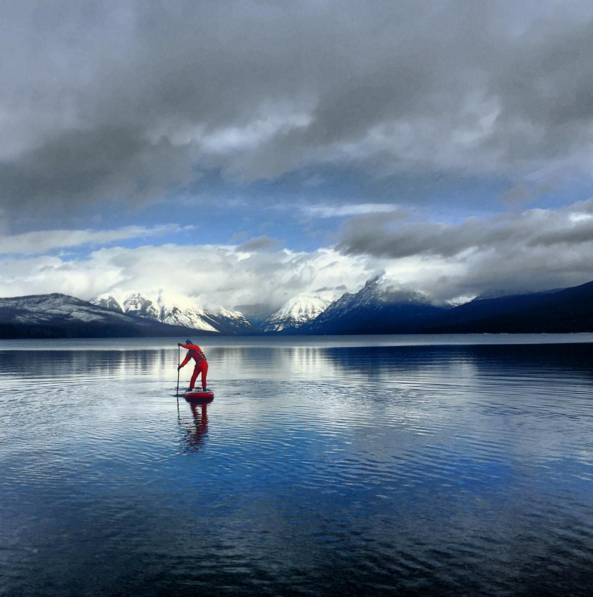 Winter paddle boarding 