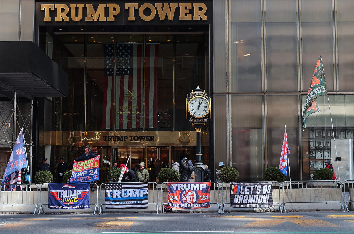 Trump supporters in front of Trump Tower in New York