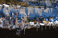 <p>An aerial shot of Fort Myers, Florida, shows washed-up boats and damaged homes on Sept. 29. </p>