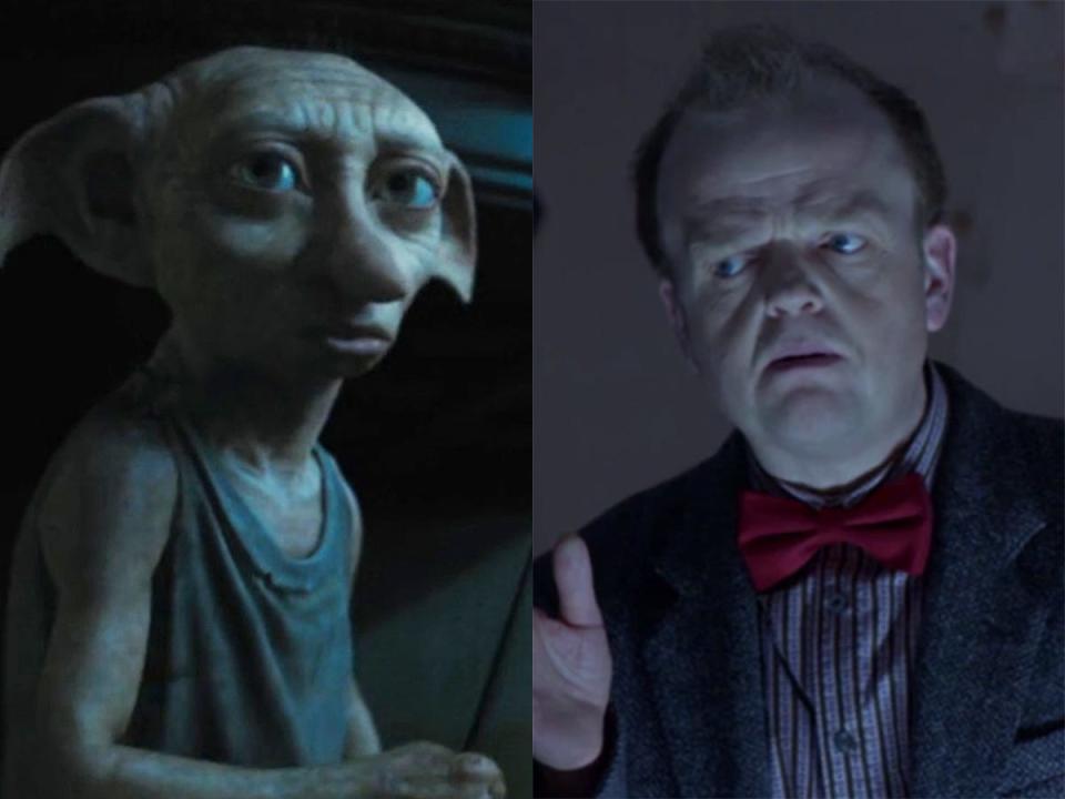 Left: Dobby in "Harry Potter and the Deathly Hallows: Part 1." Right: Toby Jones on "Doctor Who."