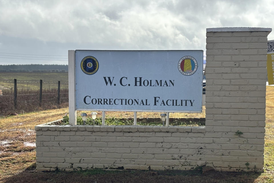 A sign for Holman Correctional Facility in Atmore, Ala., is shown on Thursday, Jan. 25, 2024. The state plans to put inmate Kenneth Eugene Smith to death with nitrogen gas, the first time the new method has been used in the United States. (AP Photo/Kim Chandler)