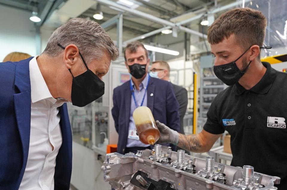 Sir Keir Starmer (left) during a visit to engineering firm Ricardo in Shoreham-by-Sea, West Sussex, ahead of the Labour Party conference (Stefan Rousseau/PA) (PA Wire)