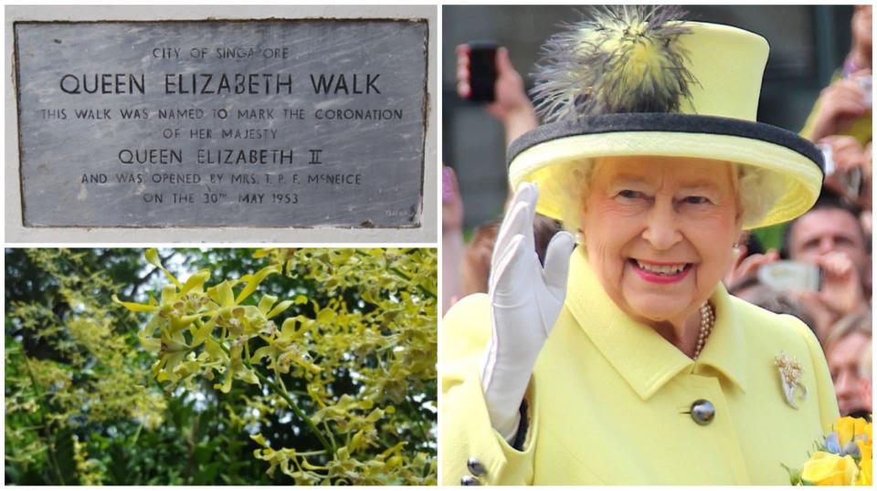 Whether you're walking down the promenade at Esplanade Park or viewing the beautiful VIP blooms at the Singapore Botanic Gardens, you'll encounter Queen Elizabeth II.