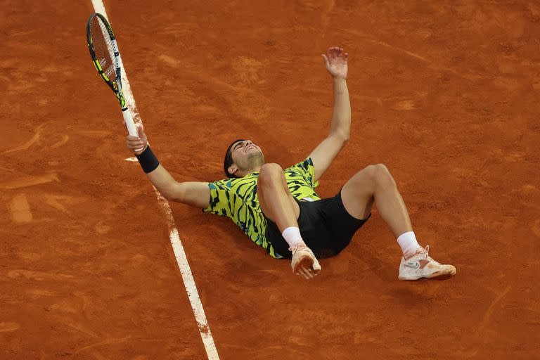 La celebración de Carlos Alcaraz al ganar el Madrid Open 