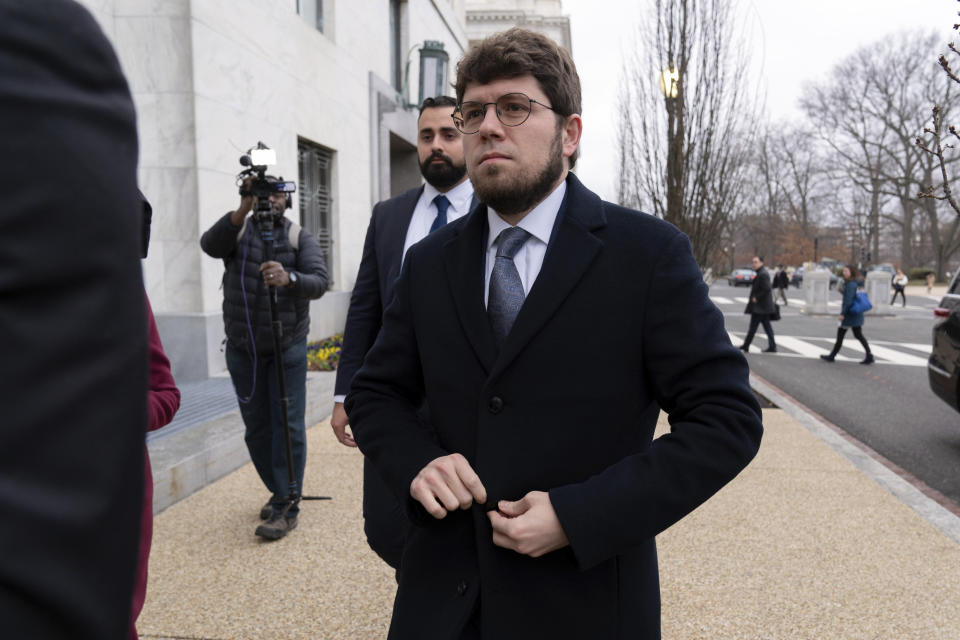 Discord CEO Jason Citron arrives to appear before the Senate Judiciary Committee's hearing on online child safety on Capitol Hill, Wednesday, Jan. 31, 2024 in Washington. (AP Photo/Jose Luis Magana)