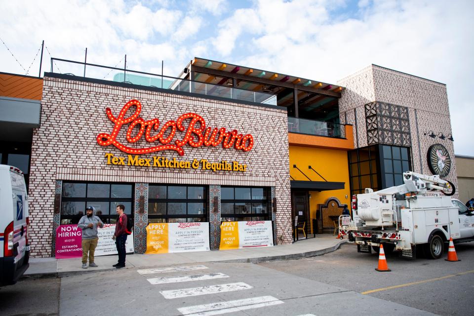 Loco Burro can be accessed from within West Town Mall or through doors connecting directly outside. Finishing touches are wrapping up on the exterior of the Tex-Mex restaurant, scheduled to open Jan. 19.