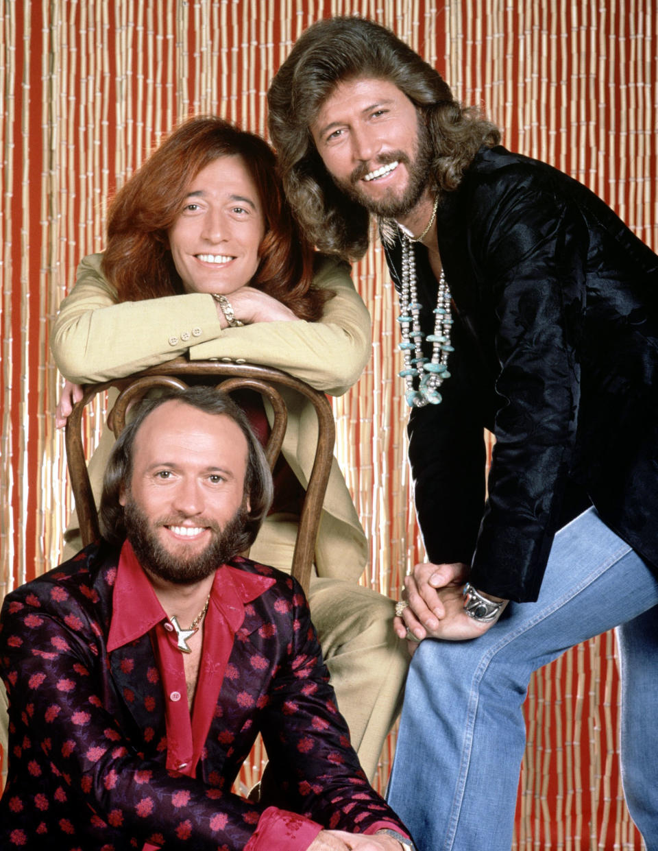 The Brothers Gibb in 1970s: Maurice (front), Robin (in chair) and Barry - Credit: Everett Collection