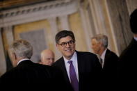 Treasury Secretary Jack Lew leaves after a meeting of the Financial Stability Oversight Council (FSOC) at the Treasury Department in Washington May 19, 2015. REUTERS/Carlos Barria