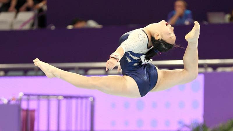 中華亞運代表隊選手丁華恬，在女子體操平衡木項目奪得銅牌。圖／中華奧會提供