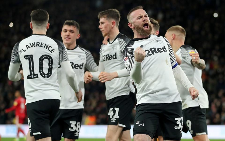 Wayne Rooney celebrates scoring for Derby County - Birmingham failure a damning blow for Wayne Rooney’s reputation – but he will get another chance