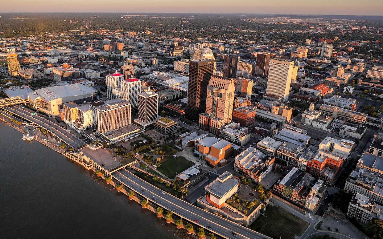 An aerial view of downtown Louisville on July 12, 2019.