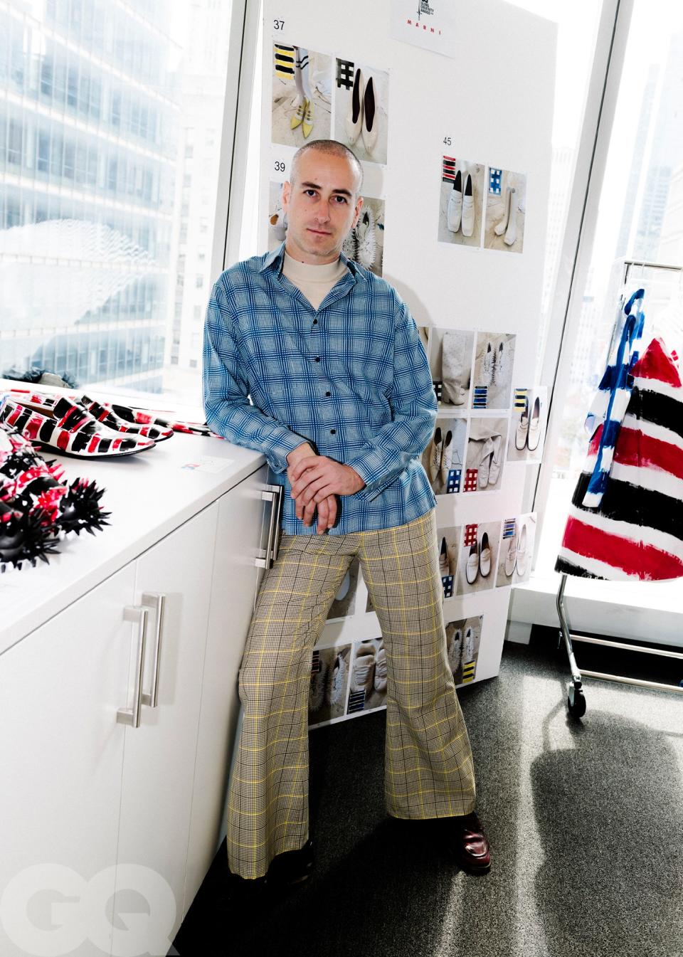 Marni creative director Francesco Risso in the Condé Nast fashion closet.