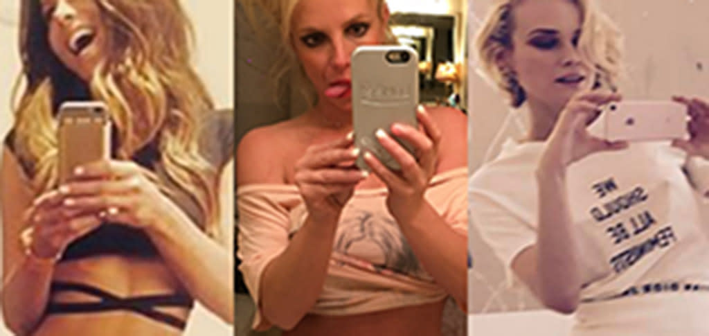 Kate Beckinsale, Britney Spears, and Diane Kruger snap selfies. (Photos: Instagram/Twitter/Instagram)