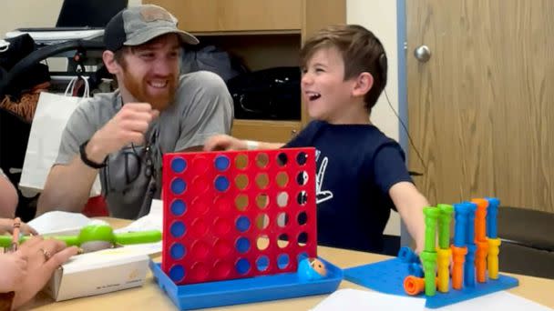 PHOTO: Sawyer, a 4-year-old from Canada, hears his family's voices for the first time after undergoing cochlear implant surgery. (Christina Lenglin via Storyful)