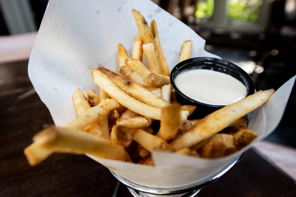 Isaac's fries, available at Isaac Newton's, in Newtown, Pennsylaniva, are Belgian-style fries lightly spiced using an Old Bay-inspired house seasoning and served with a bourbon mayo dip.