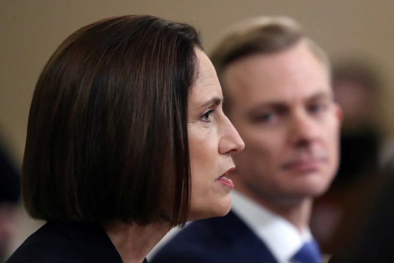 FILE PHOTO: Fiona Hill testifies at a House Intelligence Committee hearing as part of Trump impeachment inquiry on Capitol Hill in Washington