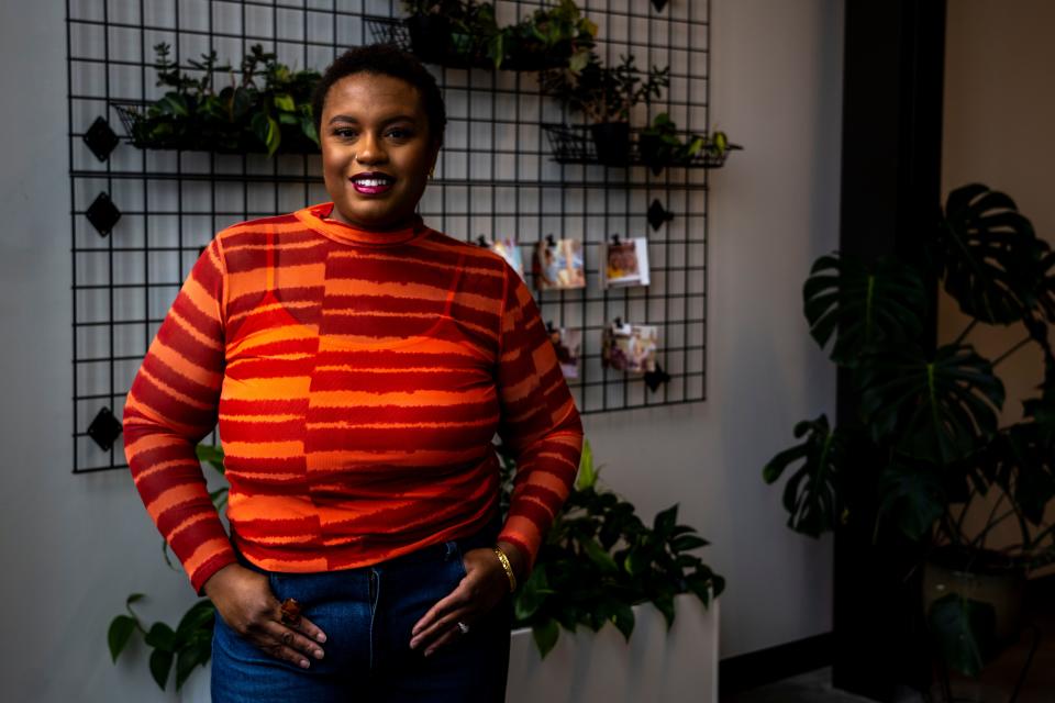 Ashlei Spivey, Executive Director of I Be Black Girl, is the 2024 USA Today Nebraska Woman of the Year. Spivey poses for a portrait at The Accelerator on Thursday, Feb. 1, 2024, in Omaha, Neb.