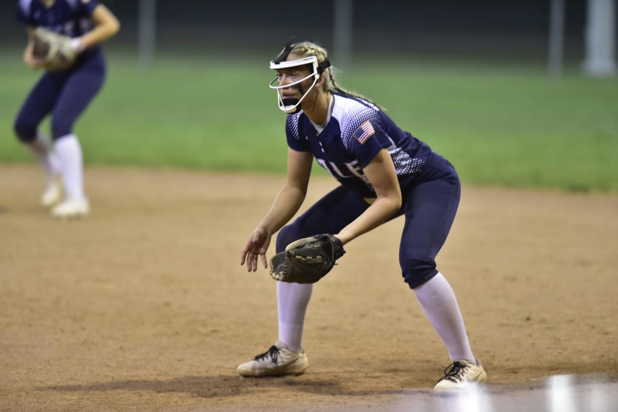 Yale's Marissa Hoenicke stands ready at first base during a game last season.