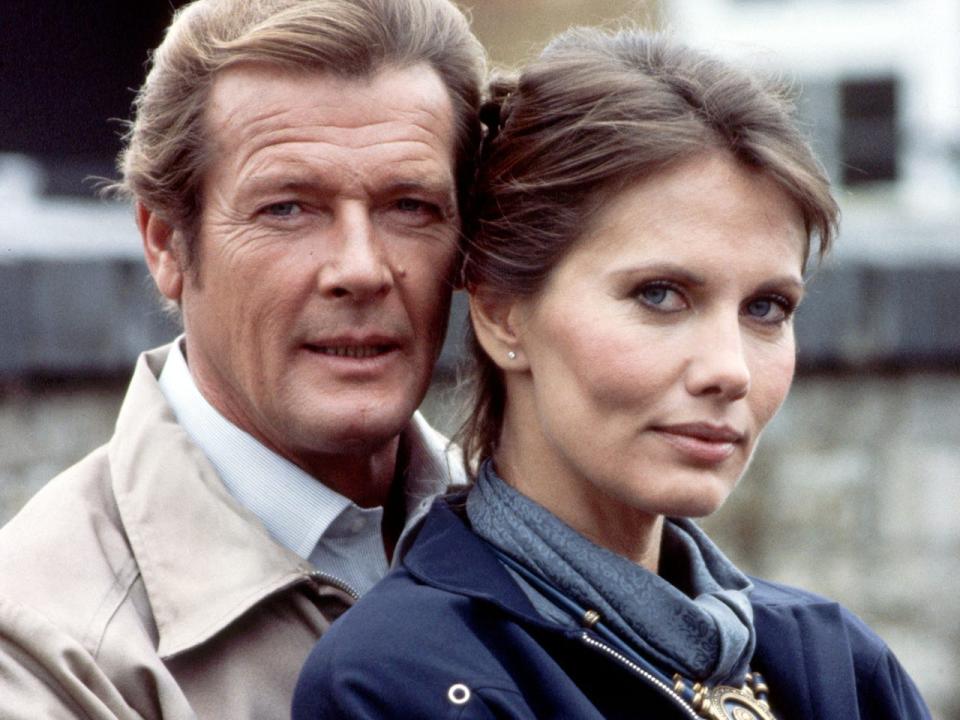 roger moore and maud adams in octopussy