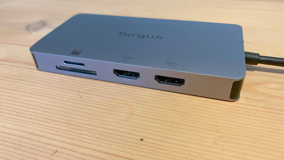 Targus USB-C Dual HDMI 4K Docking Station on a wooden surface