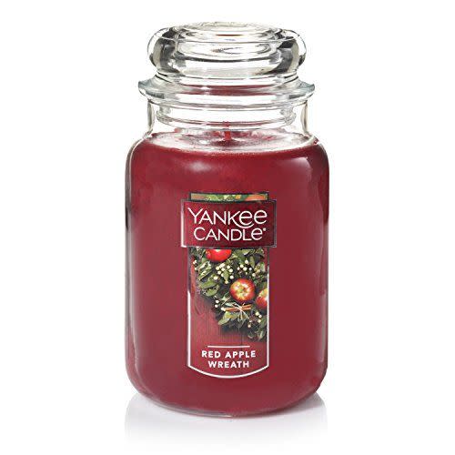 2) Yankee Candle Large Jar Candle, Red Apple Wreath