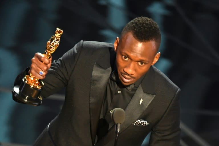 Mahershala Ali delivers a speech on stage after he won the award for Best Supporting Actor in "Moonlight" at the 89th Oscars