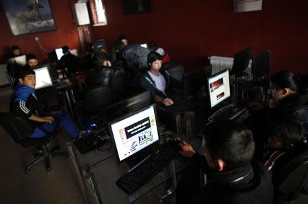 People use computers at an internet cafe in Ankara February 6, 2014. REUTERS/Umit Bektas