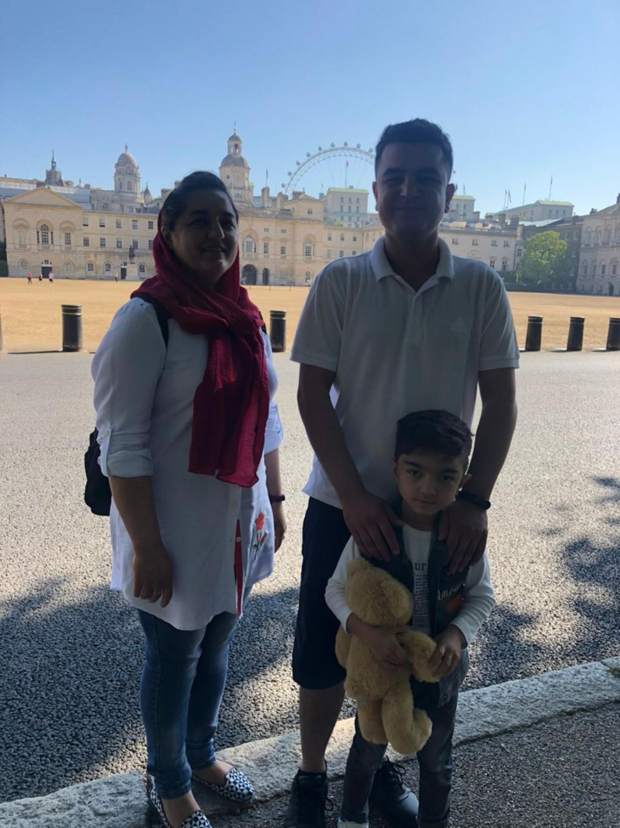 Burhan Vesal with his wife and son