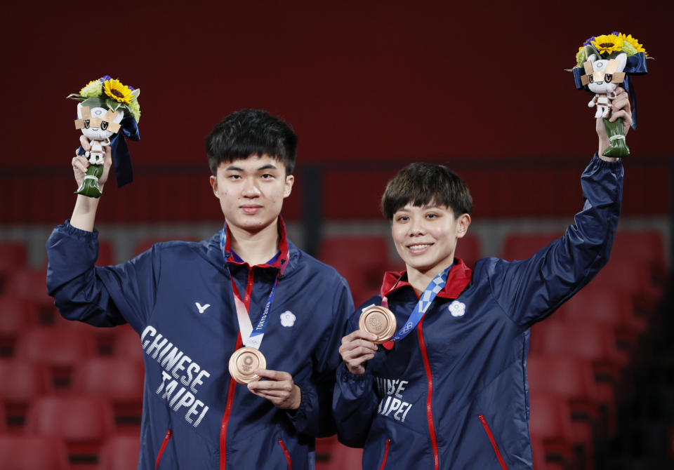 鄭怡靜帶傷征戰東京奧運與林昀儒共同奪得混雙銅牌佳績。(Photo by Steph Chambers/Getty Images)