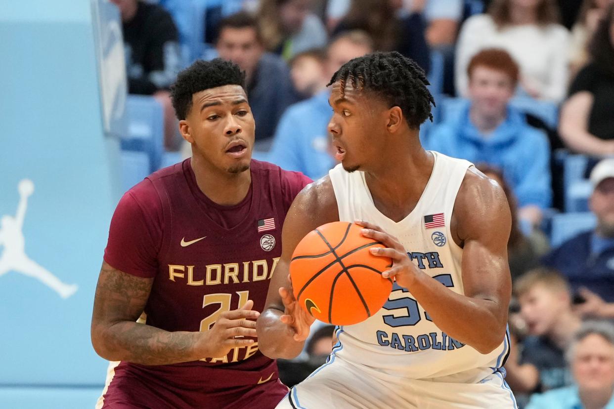 Cam'Ron Fletcher, left, his seen has last two seasons at Florida State end prematurely because of a pair of injuries to his right knee. Fletcher, who spent one season at Kentucky, has averaged 6.7 points and 4.1 rebounds per game while shooting 43.9% from the floor in his career.