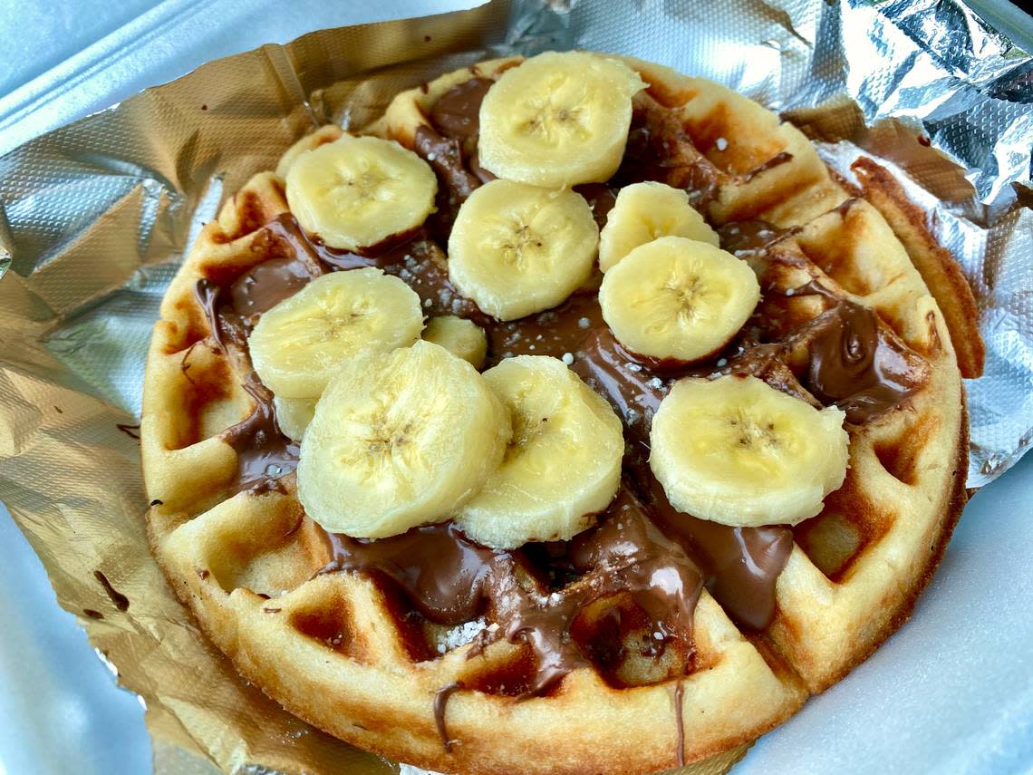 The Nutella and Banana waffle at The Egg Cafe in Davidson.