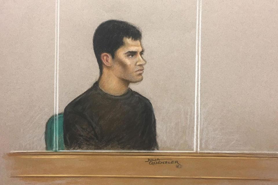 A sketch of Parsons Green Tube bombing suspect Ahmed Hassan in court